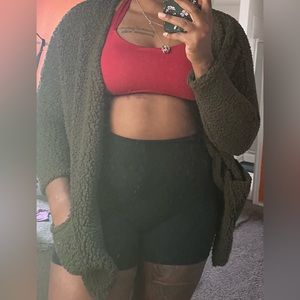 Forest Green Cardigan with Pockets- L